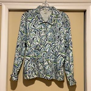 Christopher & Banks Colorful Stretch Geometric Patterned zip/collard jacket